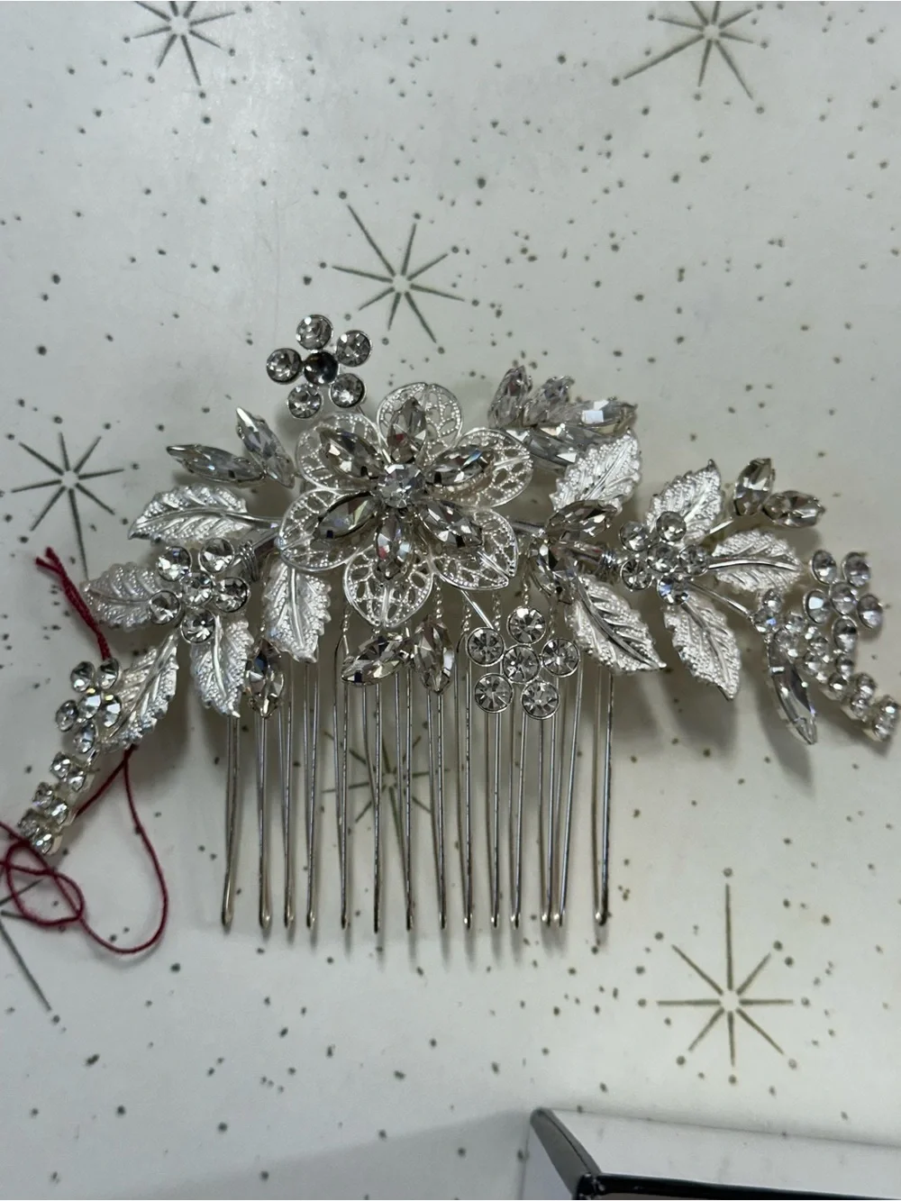 Crystal Silver Floral Bridal Hair Comb